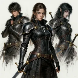 photo drawing painting portrait of a noble young woman with a sword in style of game art lord of the rings banner saga ashes of gods toriyama miyazaki gantz miura kentaro photorealistic cyberpunk steampunk dark horror noir frank miller alex ross trending