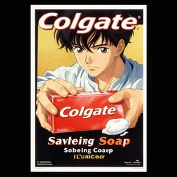 1 9 th century ads, colgate shaving soap advertisement, poster on black canvas, anime style, 8 k