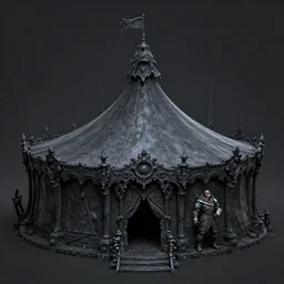 3d sculpt of a huge dark fantasy gothic circus tent, artstaton, League of Legends, red dead redemption2, overwatch, digital illustration