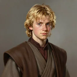 portrait of a man by greg rutkowski, ayden solo, he is about 2 0 years old, messy blond hair, atractive, wearing jedi robes, star wars expanded universe, highly detailed portrait, digital painting, artstation, concept art, smooth, sharp foccus ilustration, artstation hq
