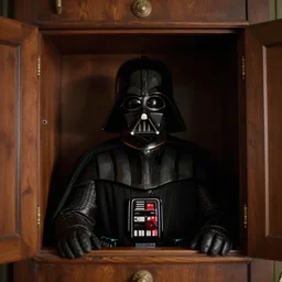 Darth Vader in a cupboard, film still from 'Indian in the cupboard'