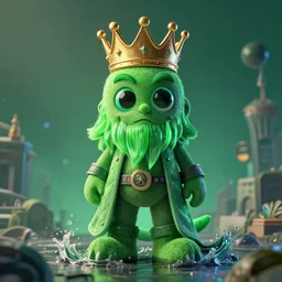 🧐🌊👑💚😍, 4 k octane rendered, unreal engine, volumetric lighting, highly detailed and sophisticated 3 d, cinematic, artgerm, beeple