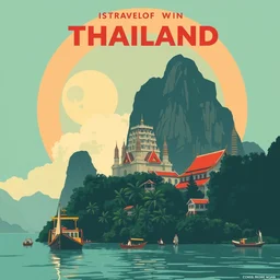 retro travel poster for thailand, chris moore