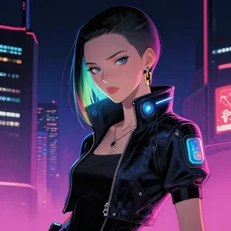 cyberpunk young lady, in the style of Syd Mead