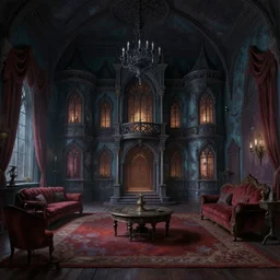 a very detailed digital matt painting of a room in a haunted gothic mansion