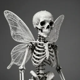 portrait of a bone fairy., made of skin and bones. skeleton. black - and - white photography, studio lighting, 4 k