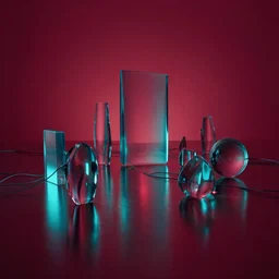 technologic probes, cell shaded, hyperrealism!, reflective surface, highly refractive material, chiaroscuro!!, minimalism!!, maroon highlight, hdr!!, loose wires, cyan light, vibrant!, multiple lights, by anton fadeev and gil elvgren and greg rutkowski and ilya kuvshinov and giger