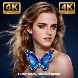 a beautiful hyperrealistic portrait of emma watson as a a venus, sapphire butterfly jewellery, by jeremy mann, fantasy art, photo realistic, dynamic lighting, artstation, poster, volumetric lighting, 4 k, award winning