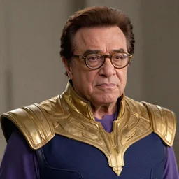 film still of Danny Devito wearing his glasses as Thanos in Avengers Infinity War