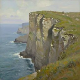 cliff, oil painting