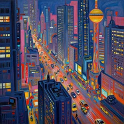 a busy cyberpunk city, highly detailed, vibrant colours, painting by otto dix, 8 k