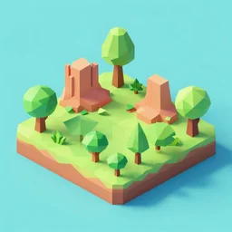 a low poly isometric render of jungle socotra island with cute trees in the style of monument valley intric