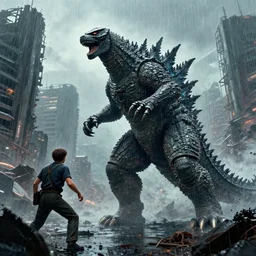 pacific rim robot fight with Godzilla in the wreckage city in the rain,by Tim Hildebrandt,Jane Newland,peter gric,Peter Mohrbacher,aaron horkey,Hugh Ferriss,trending on artstation