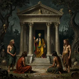 reggae band in the temple of thoth, by dave dorman hieronymus bosch, cyril rolando, esher and natalie shau, whimsical, profound, impossible, dark, atmospheric, brooding, digital painting, intricate.
