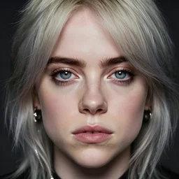 billi eilish, beautiful piercing eyes, realistic face, in the style of greg rutkowski, fantasy, amazing detail, epic, intricate, elegant, smooth, sharp focus