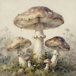 muted color!! ( ( ( ( ( ( soft soft soft soft soft watercolor of a giant flowers, giant mushrooms, moss knome painterly, granular dripping running. very muted colors. ) ) ) ) ) ) ) ) by jean - baptiste monge!!!!!!!!!!!!!!!!!!!!!!!!!!!!!!