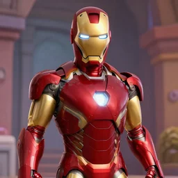 iron man in the art style of simpsons, pixar, unreal engine render, soft radiant highlight, detailed background, digital art