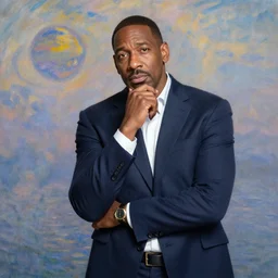 Steve Harvey pondering his Orb, by Monet