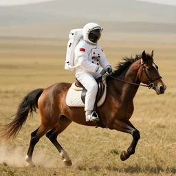 a horse riding and astronaut,