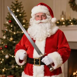 santa has a sword just in case