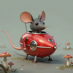 adventurer ( ( ( ( ( 1 9 5 0 s retro future robot mouse amphibious vehical home. muted colors. swamp mushrooms ) ) ) ) ) by jean baptiste monge!!!!!!!!!!!!!!!!!!!!!!!!! chrome red