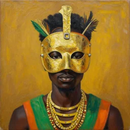 Burkina Faso masquerade, painting by Toni Toscani, oil on canvas, Kooness