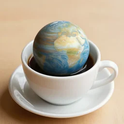the planet Jupiter as a cup of coffee