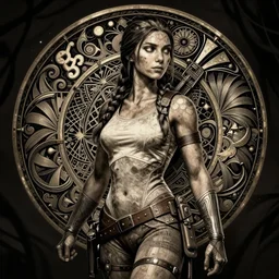 lara croft medieval, dark, shadows, discrete, intricate, elegant, highly detailed, artstation, sharp focus, illustration, mandy jurgens, rutkowski, mucha