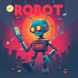 still life, broken robot, poster art by petros afshar, behance contest winner, funk art, concert poster, poster art, kinetic