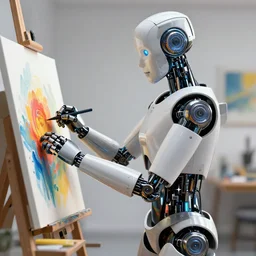 an humanoid robotic artist creating art, beautiful digital art, artstation cgsociety highly - detailed masterpiece
