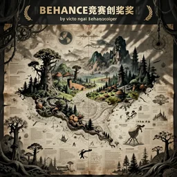 a poster with a map on it, poster art by victo ngai, behance contest winner, environmental art, lovecraftian, intricate, infographic, marginalia, unreal engine, epic
