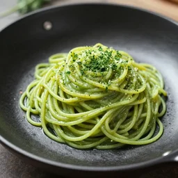 photo of green spaghetti