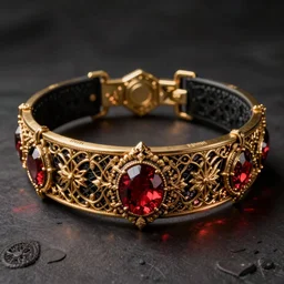 black red and gold baroque detailed filigree shock collar warhammer concept art