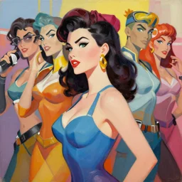 greg manchess portrait painting of a sexy beauty 1 9 4 0's pinup as overwatch's characters, medium shot, asymmetrical, profile picture, organic painting, sunny day, matte painting, bold shapes, hard edges, street art, trending on artstation, by huang guangjian and gil elvgren and sachin teng
