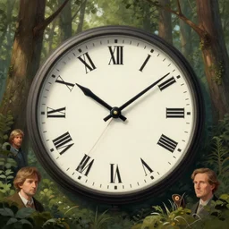 a clock integrated in the forest environment, elegant, sharp focus, illustration, highly detailed, digital painting, concept art, matte, art by wlop and artgerm and ivan shishkin and andrey shishkin, masterpiece