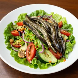 vegan snake eating salad
