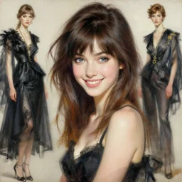 a high fashion studio very stunning portrait of a beautiful anime girl, smile, detailed painting by gaston bussiere, craig mullins, j. c. leyendecker