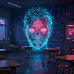 concept art classroom 2 0 7 7 street, face on details base digital painting bioluminance wallpaper, style stranger things, yuumei devianart artworks octane render 8 k environment, few chairs, neon, highly detailed, 8 k, hdr, studio, matte painting, environment, digital illustration, artstation, by marta leydy