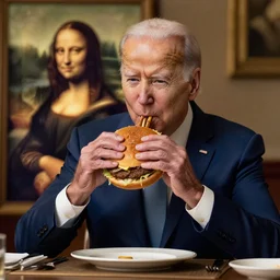 joe biden eating a hamburger by da vinci, 4 k