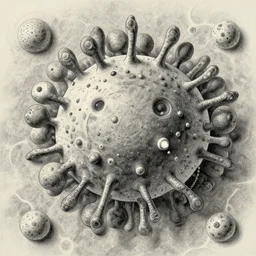 microscopic highly detailed scientific illustration of an alien microorganism with organoids by Ernst Haeckel