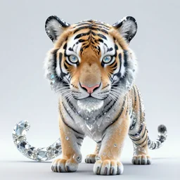 portrait of an tiger fursona alien made of crystal glass and diamonds, artstation
