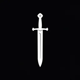 logo of a white sword with a pure black background, minimalist, digital art, award winning