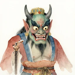 watercolor painting of a chinese folklore demon