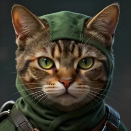 teenage mutant ninja cat, concept art, detailed face, fantasy, highly detailed, cinematic lighting, digital art painting by greg rutkowski