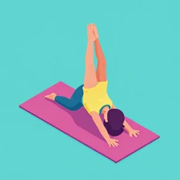 a 1 6 bit style isometric yoga illustration