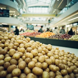 Beautiful Liminal disposable  Photograph of a Mall filled with potatoes