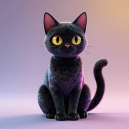 multicolor 3 d render of a alien black cat sitting by itself by @ baran. sarper created at future in 4 k ultra high resolution