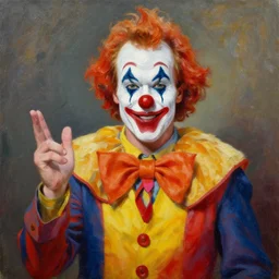 conan o'brien dressed as a clown, oil painting, 4 k