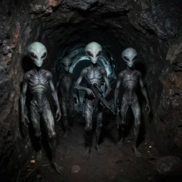 gopro footage of a raid on grey aliens in a dark tunnel