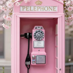 ultra realistic illustration, soft pink phone booth with soft pink pay phone and soft pink flowers blossoming, elegant, highly detailed, digital painting, concept art, smooth, sharp focus, illustration, art by artgerm and greg rutkowski and alphonse mucha